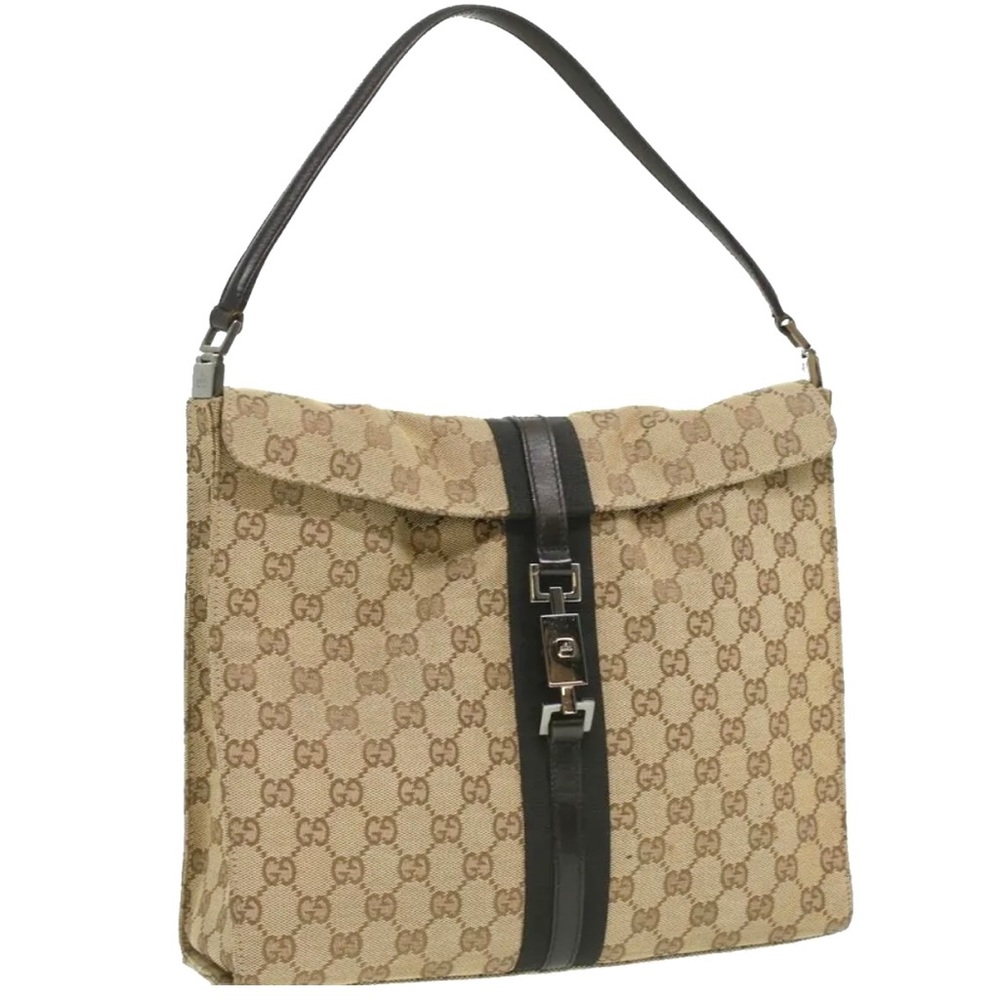 Gucci Brown and Tan Shoulder Bag with Monogram Design